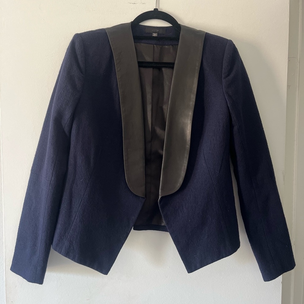 Joe’s Navy Wool Blazer with Black Leather Lapel